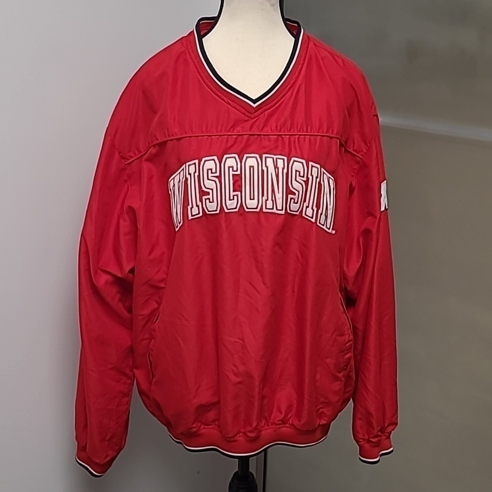 Colosseum Athletics Size L Red Wisconsin Windbreaker Sweatshirt